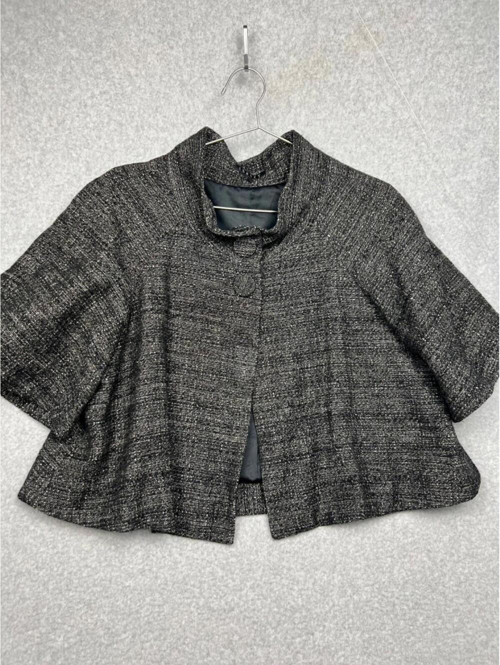 Theory Jacket Crop Wool Tweed Caplet Cape Shrug Womens L City Office Work